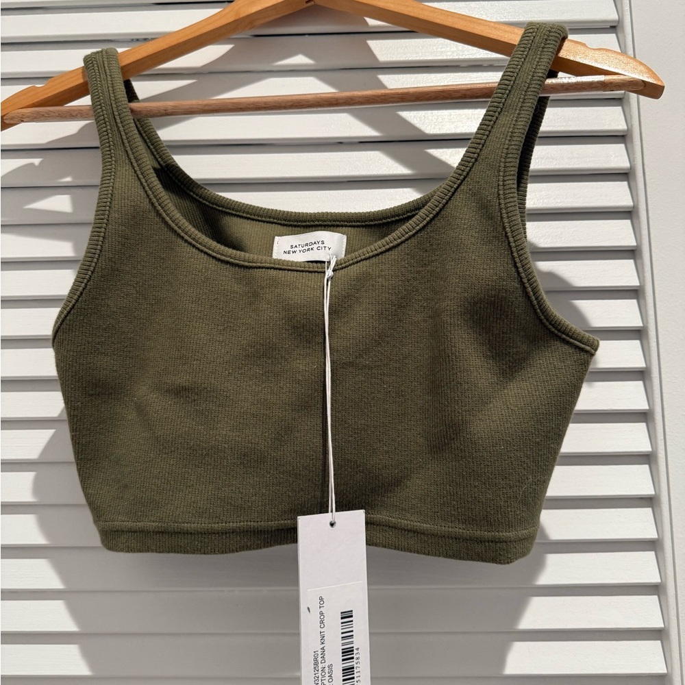 Saturdays New York City Oasis Green Knit Crop Top